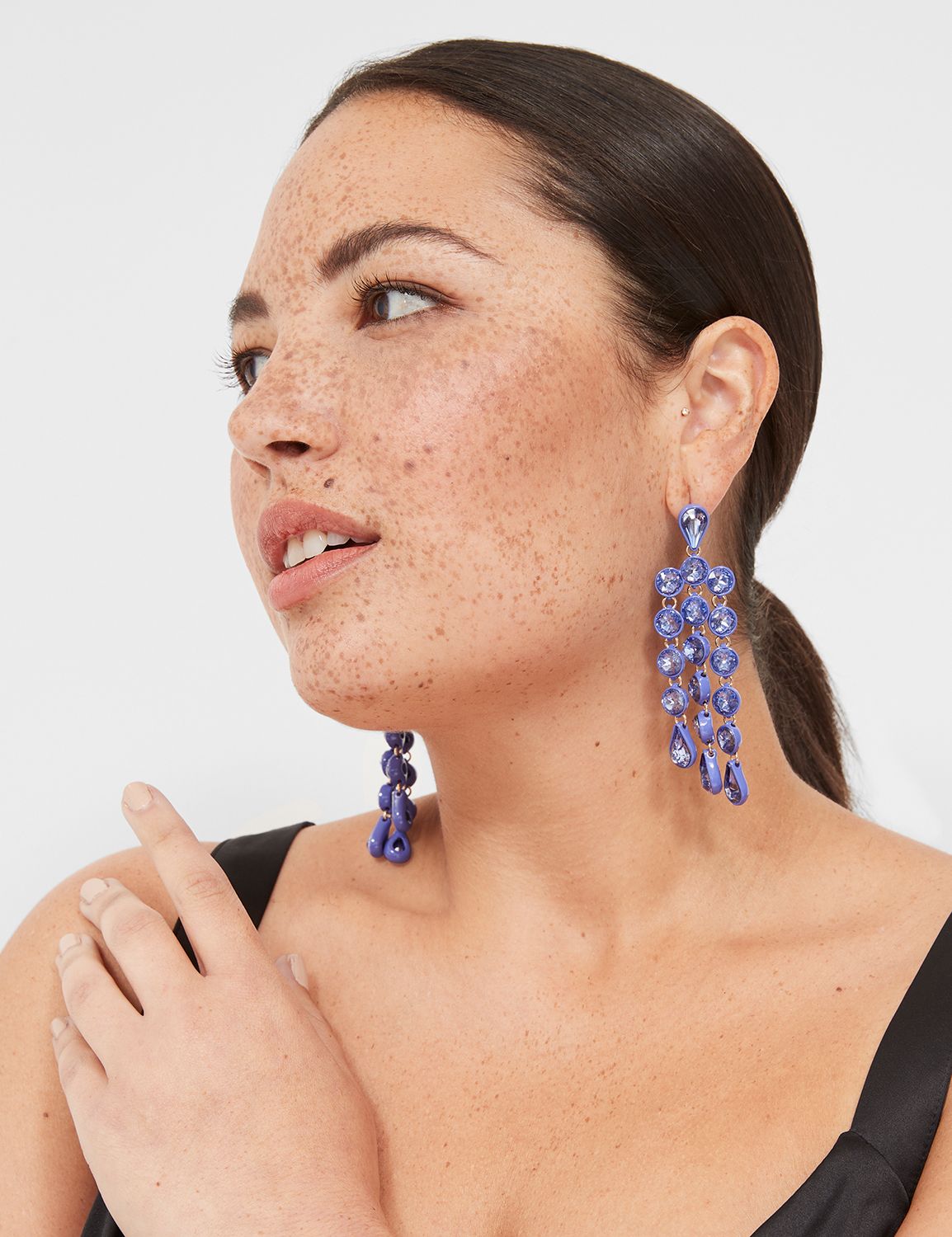 Blue stone hot sale hanging earrings