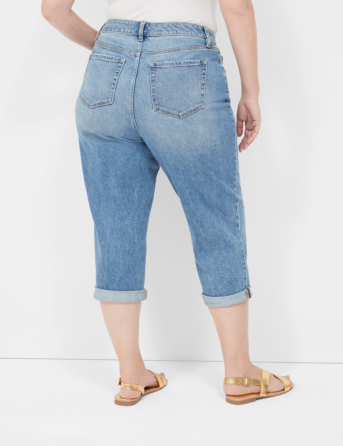 Woman Within Women's Plus Size Flex-Fit Pull-On Denim Capri Pants