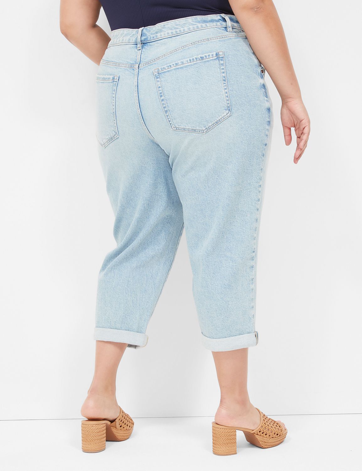 Plus Size Womens Skinny Capris: Stretchy Knee Length Mom Jeans