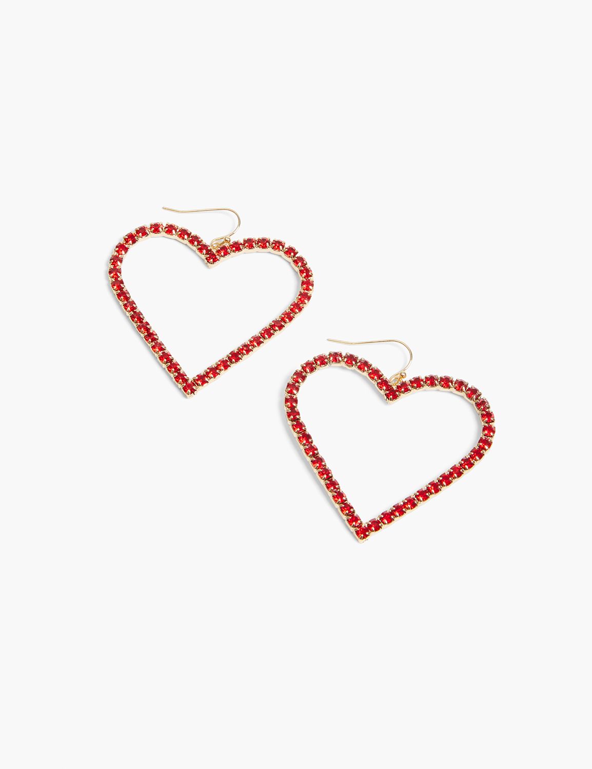 Red heart earrings Valentines Day earrings dangle jewelry 1 5/8