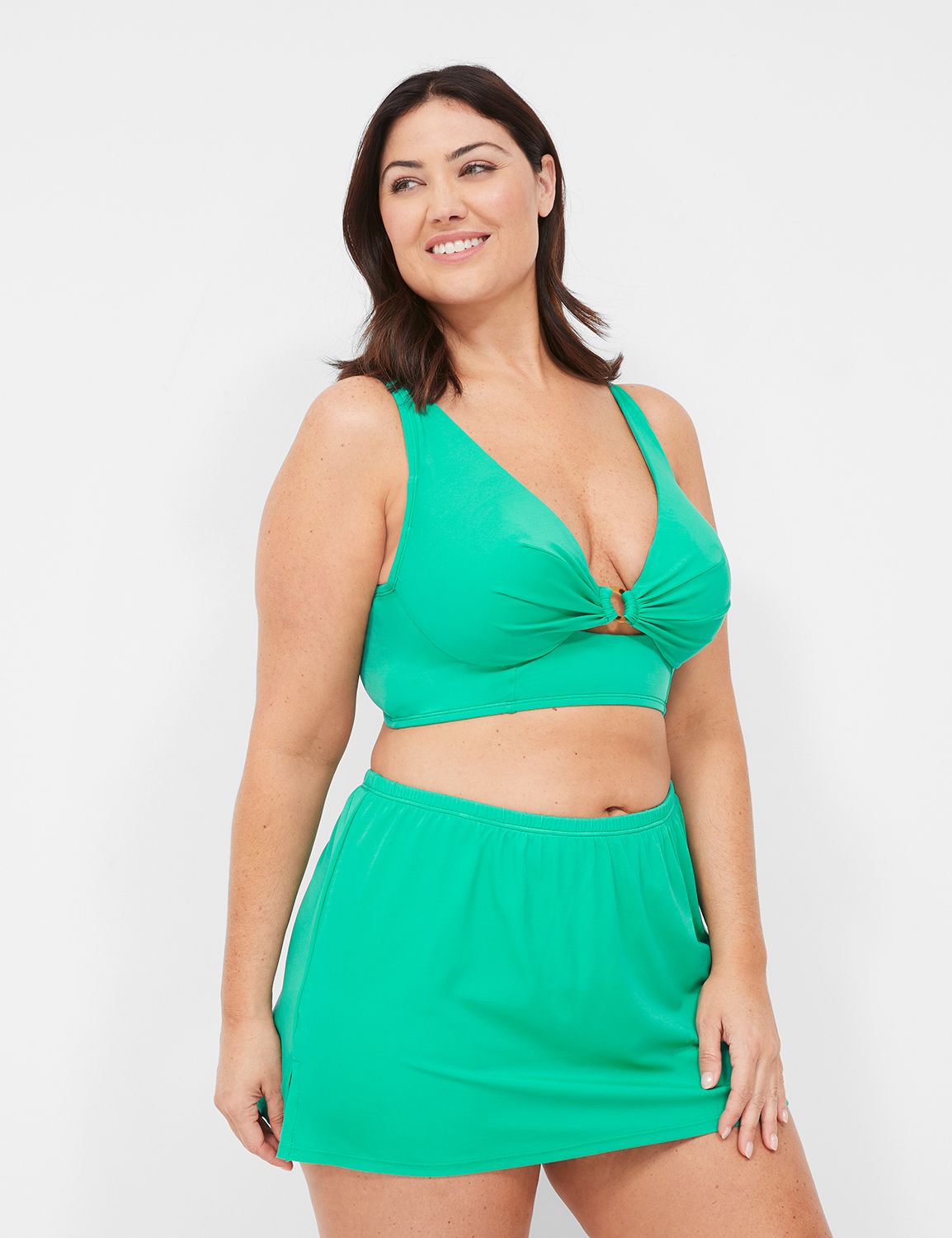 Cacique, Swim, Swim By Cacique Lane Bryant 22 Green Dot Bikini Top With  Macrame Detail