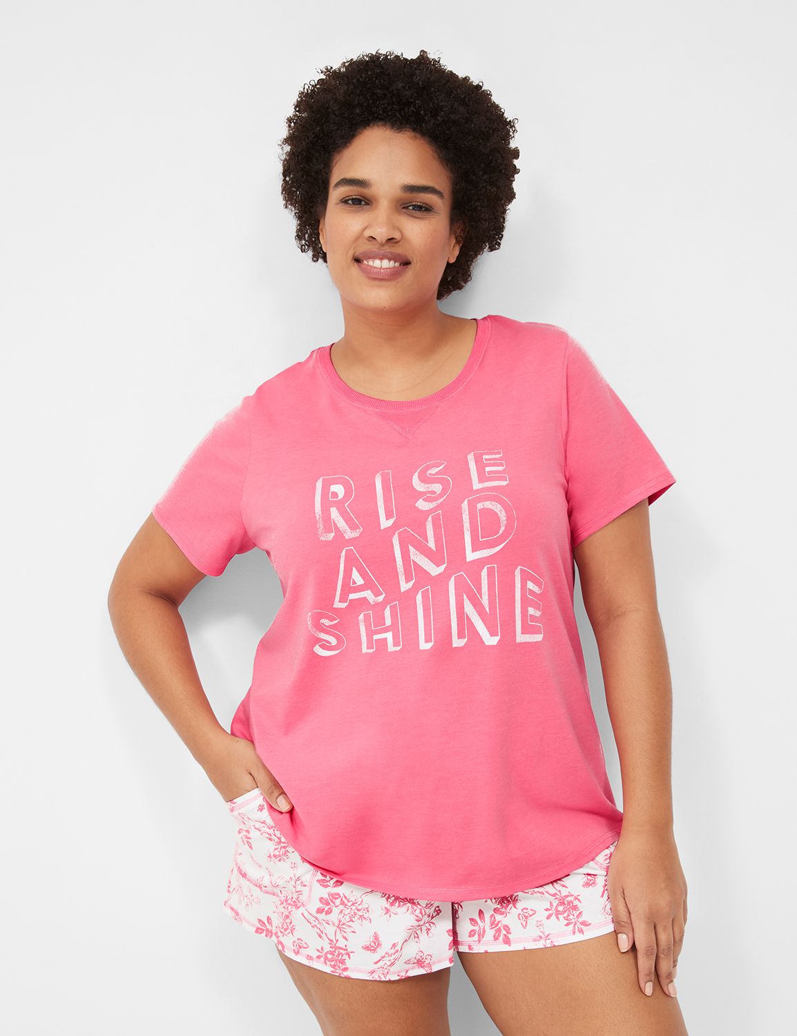 Rib Trim Tee PJ Short Set 1138646 S Product Image 1