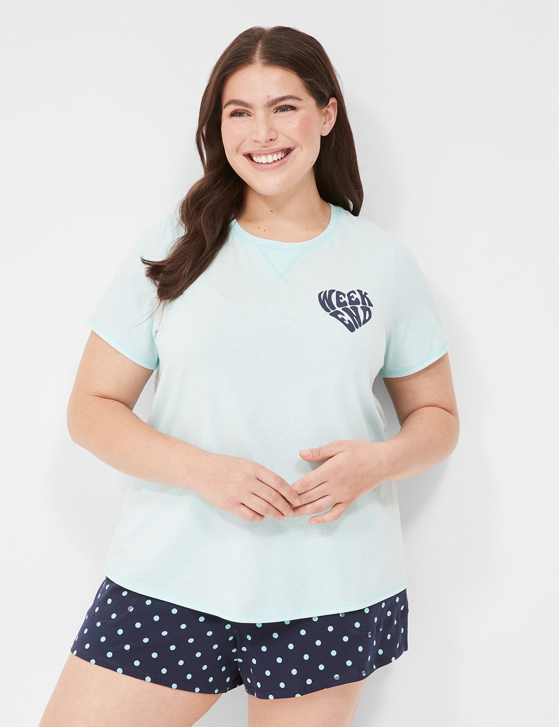 Comfy Cotton Rib-Trim Tee & Short PJ Set