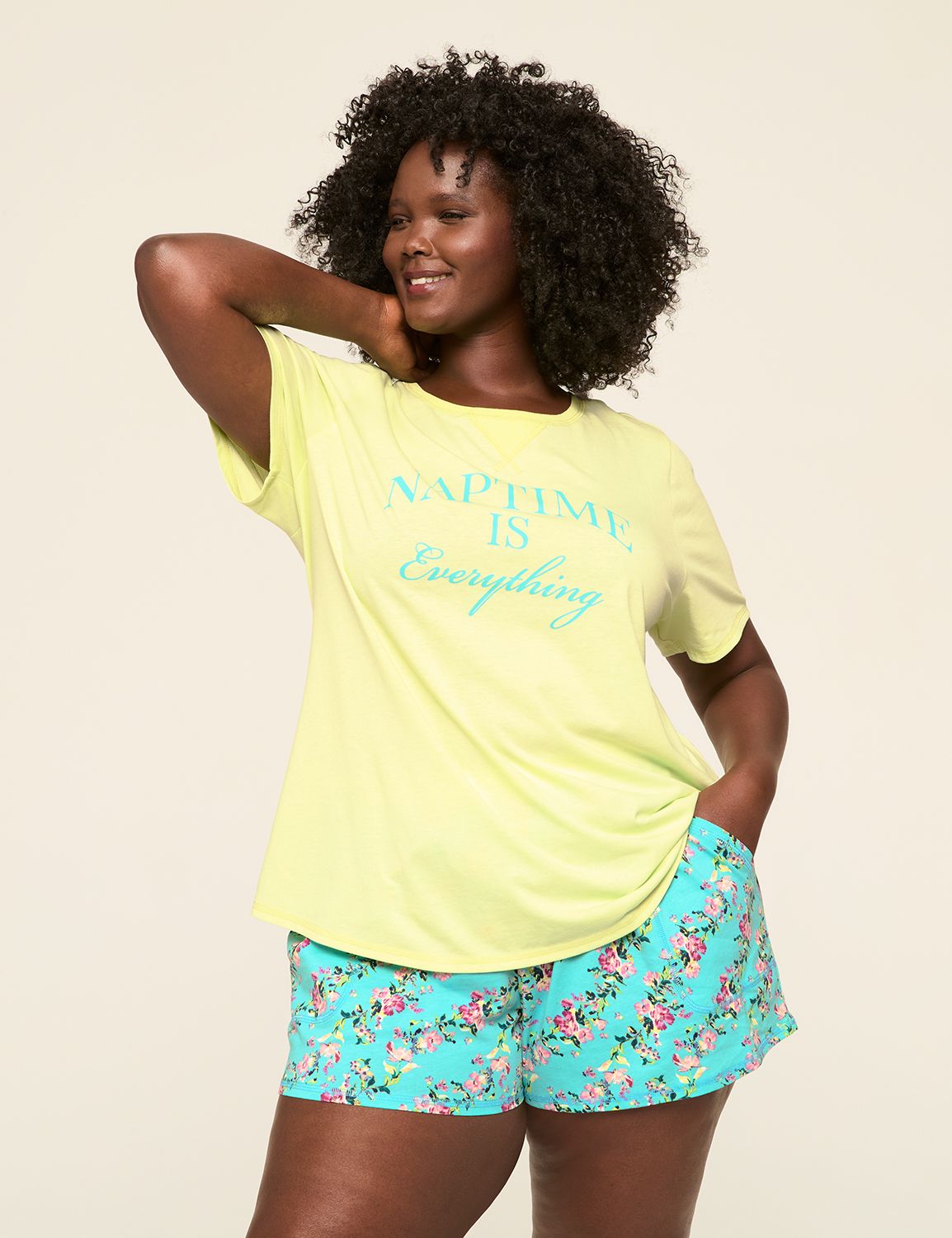 Rib Trim Tee PJ Short Set 1138646 S Product Image 1