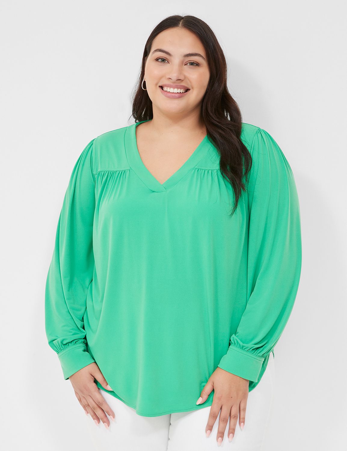 Womens Tops Plus Size Casual Button Down Shirt V Neck Long Sleeve