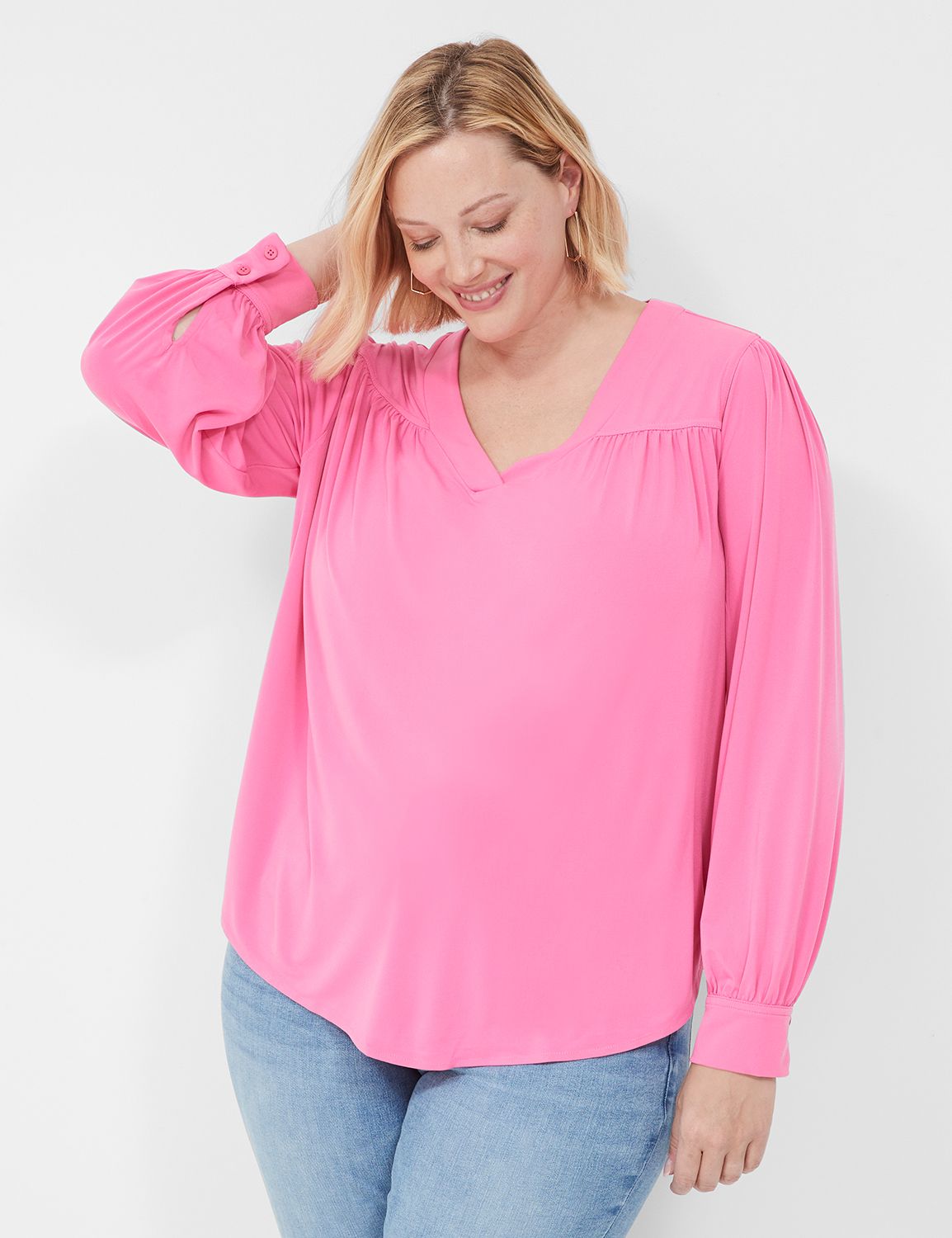 Classic Long Sleeve VNeck Blouse 1 LaneBryant