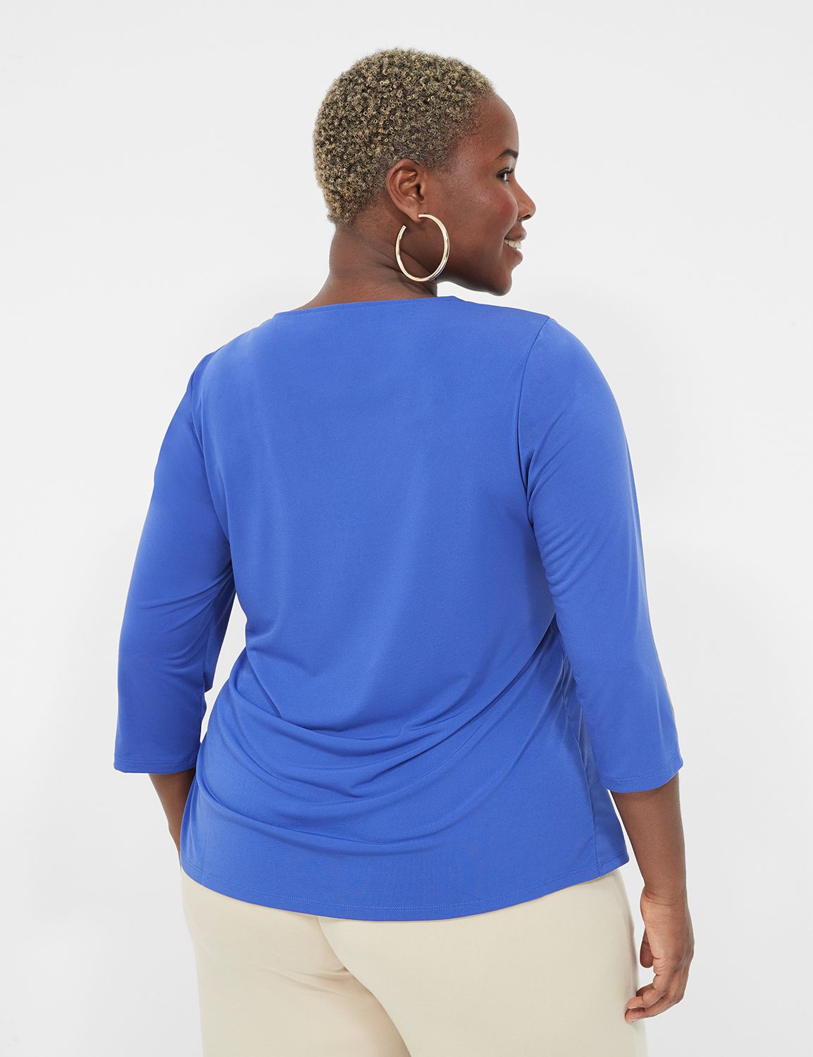 DEC Swing 3/4 Sleeve V Neck Pleat F Product Image 2