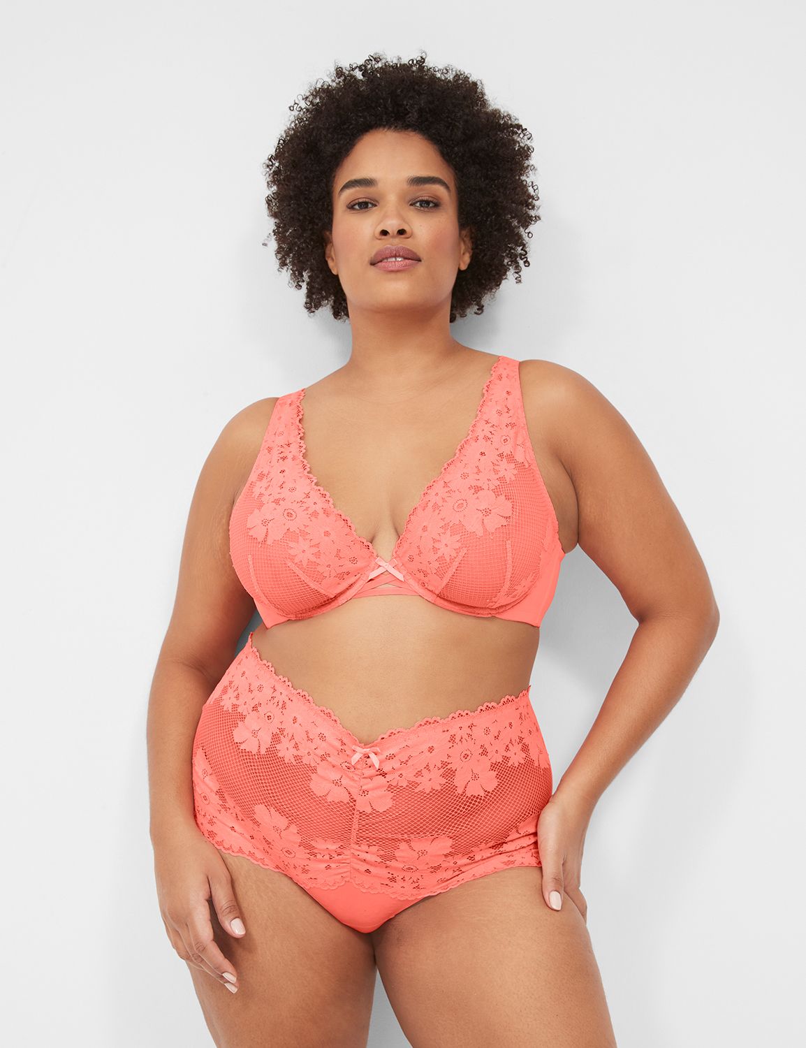 Fishnet Lace unlined high apex Plun Product Image 1