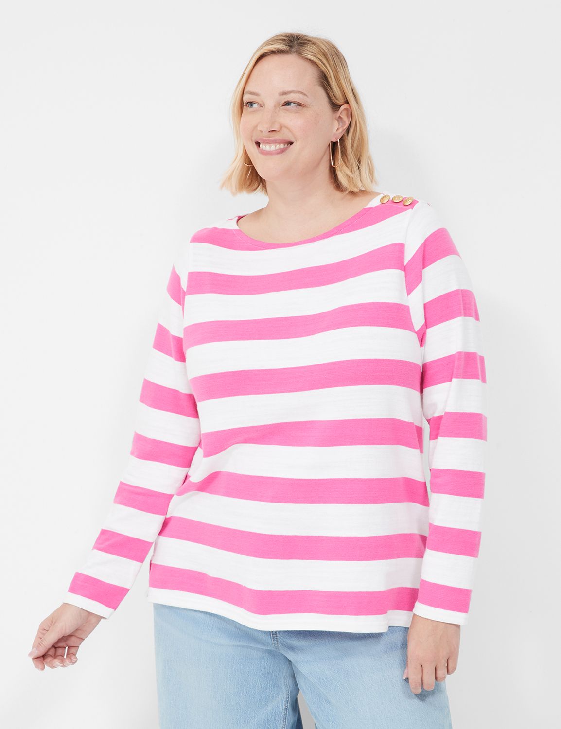 Long Sleeve Boatneck Tee in Caliste main image 1