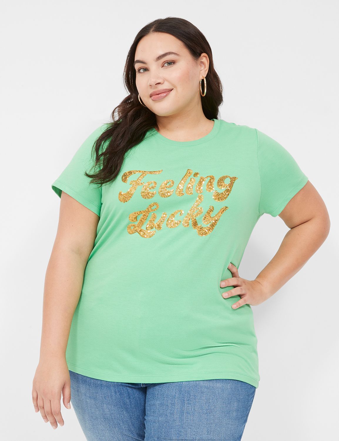 Lucky Brand, Tops, Lucky Brand Tshirt With Crew Neckline And 34 Length  Sleeves Plus Size