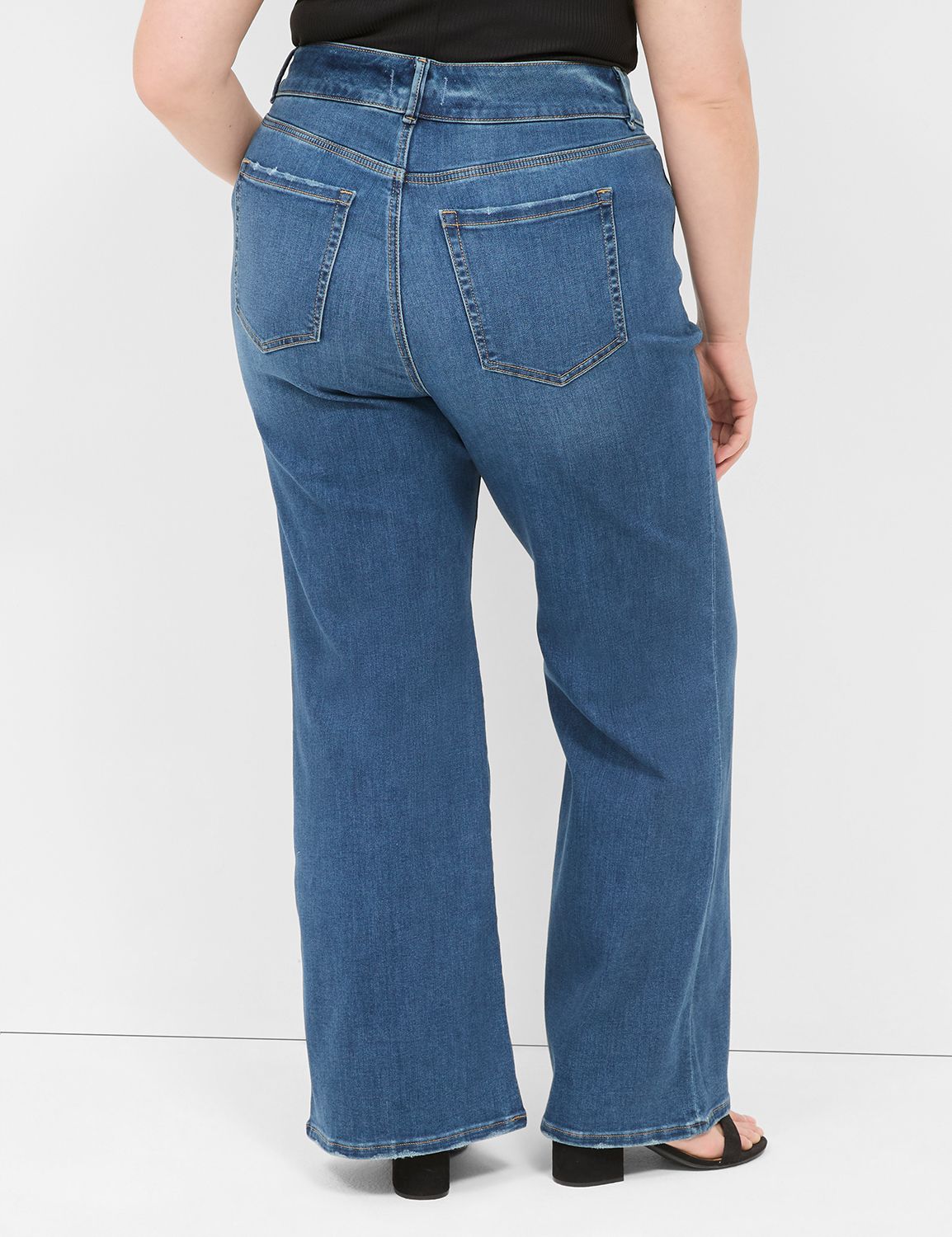 Buy Plus Size Denim Blue Crease Seam Tummy Tucker Pants