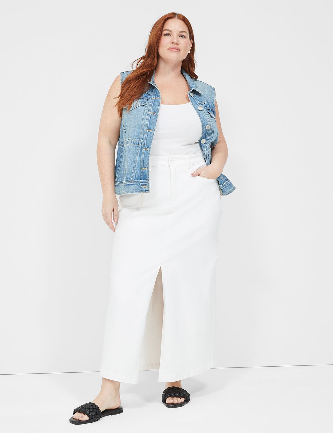 Women's plus size white hotsell denim vest