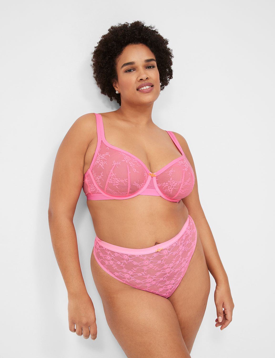 Pink Delicate Lace Underwired Bra & Panties Set