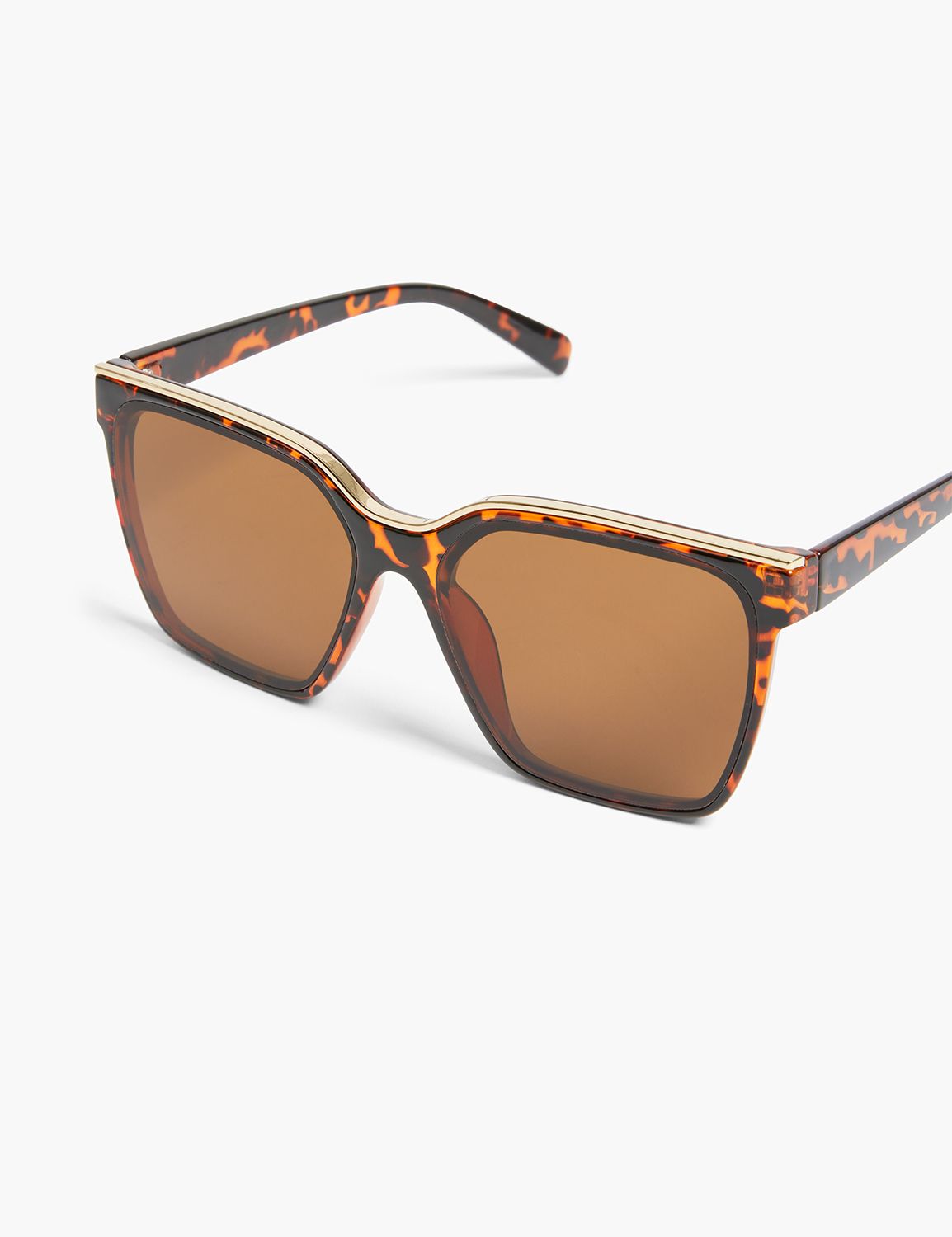 Tortoiseshell Print Jelly Embellished Cateye Sunglasses