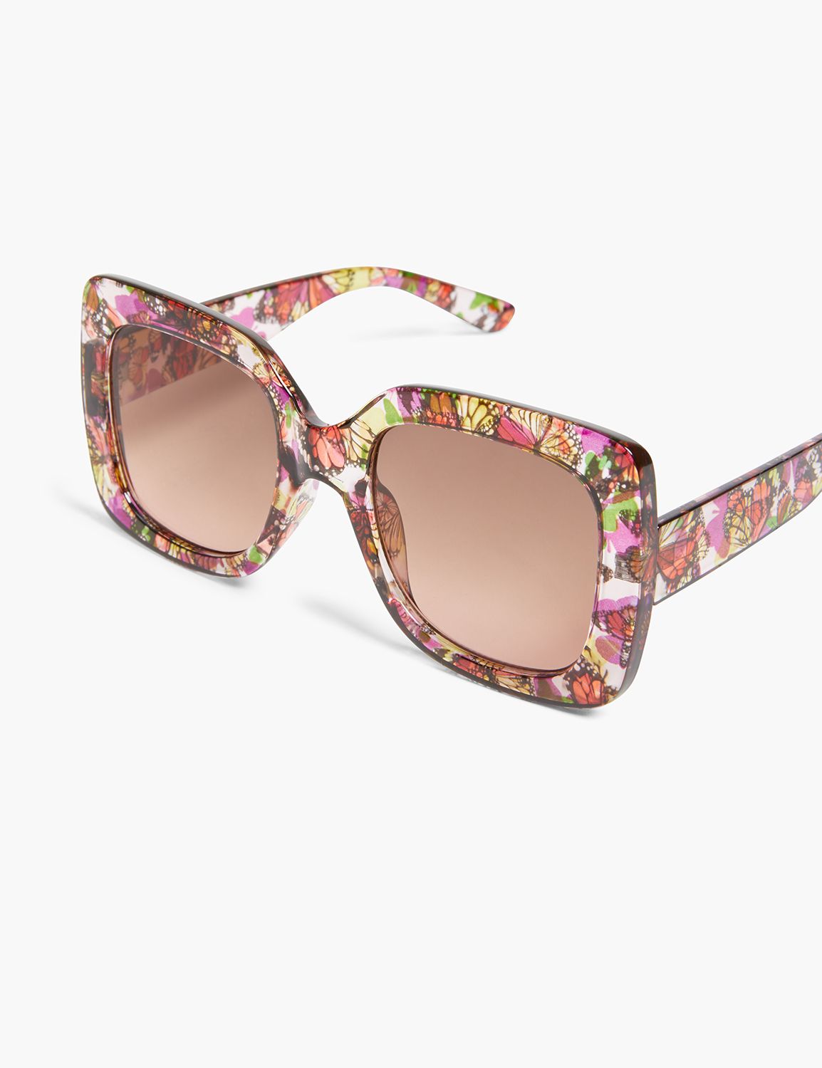 Butterfly Print Oversized Square Sunglasses