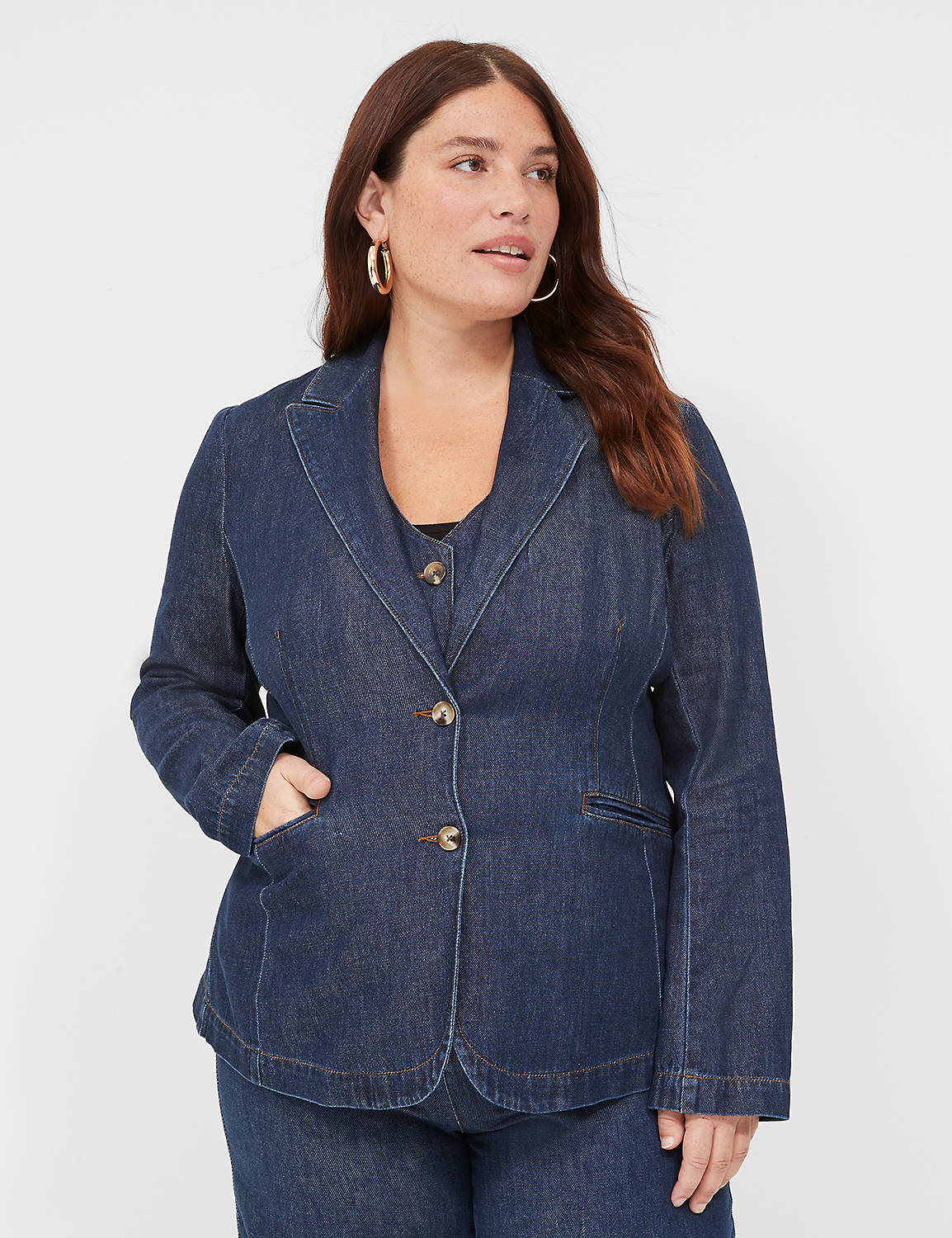 FITTED DENIM BLAZER - RINSE 1138869 Product Image 1