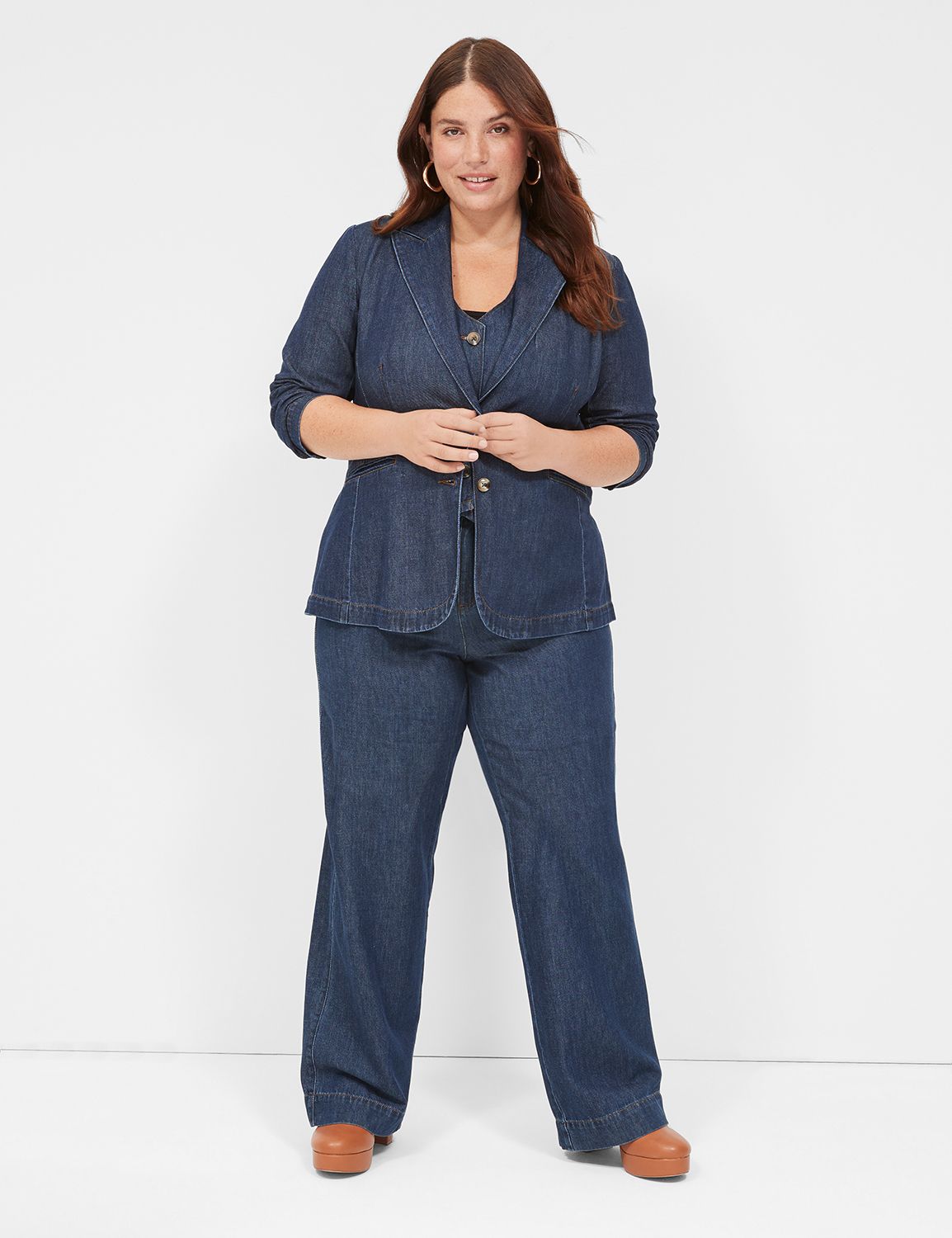 FITTED DENIM BLAZER RINSE 1138869 LaneBryant