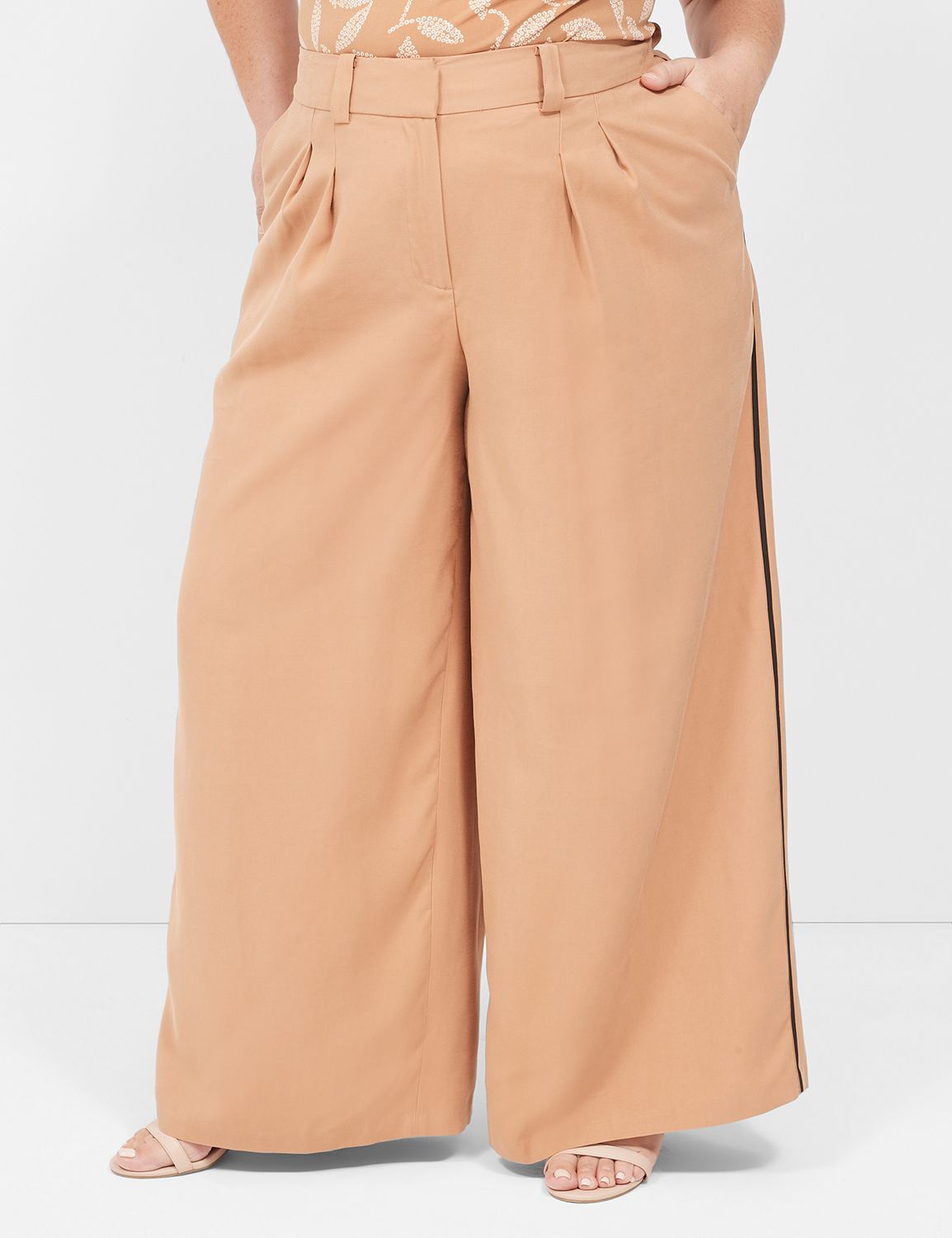 Plus Size High Waisted Wide Leg Trousers