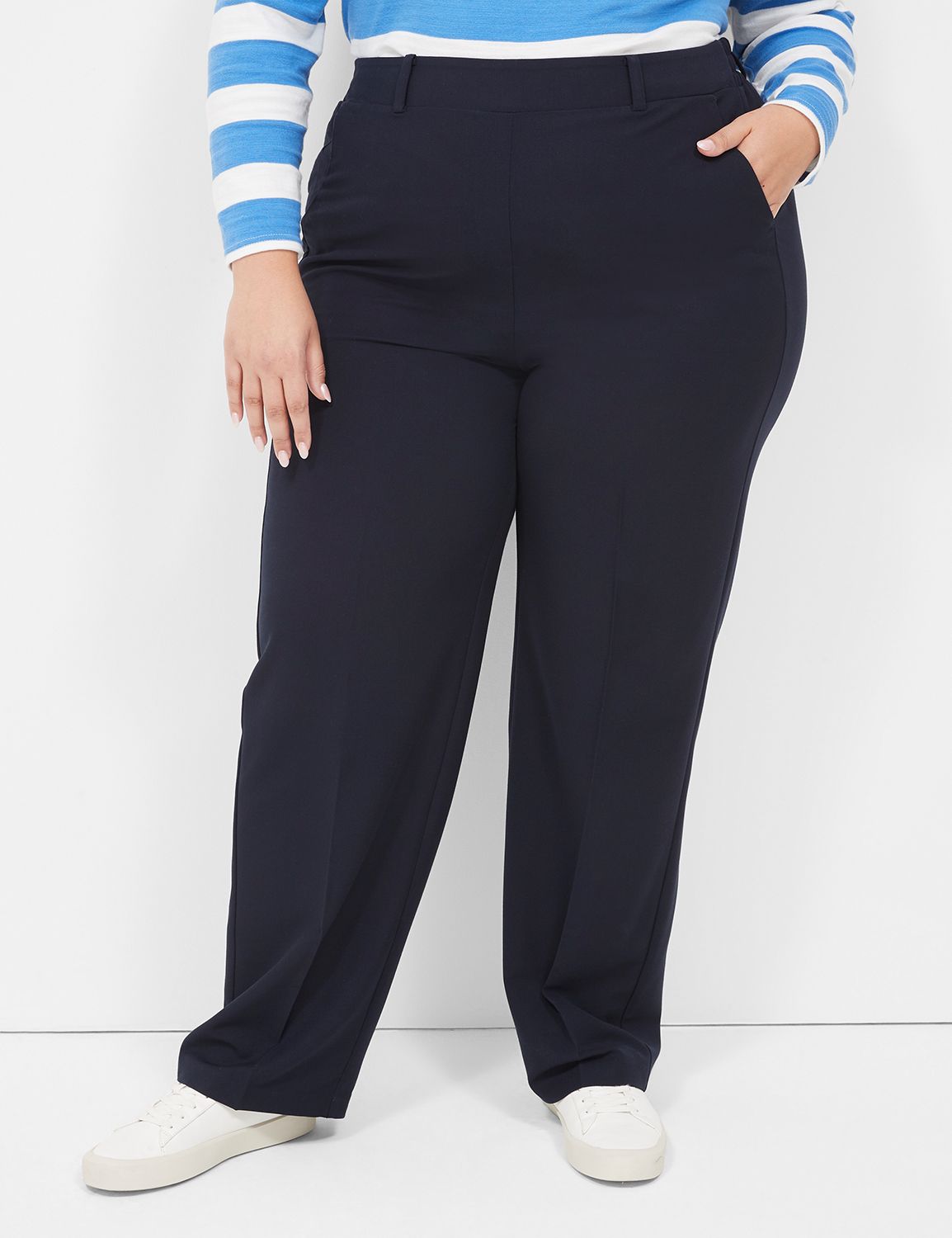 Plus size navy work 2024 trousers