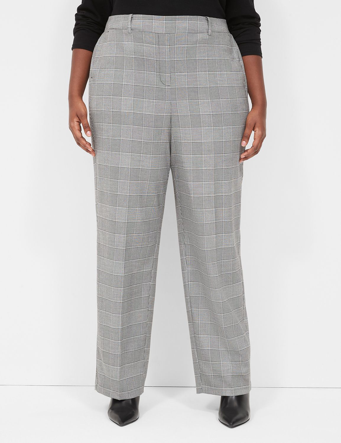Style & Co. Plus Size Houndstooth Pull-on Ponte Pants in Gray