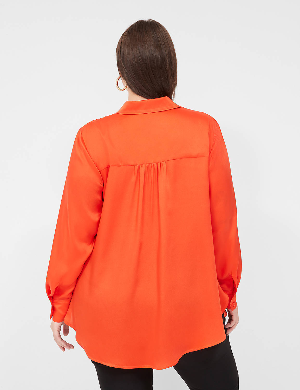 LS Tie-Collared Step Hem Blouse w/ Product Image 2