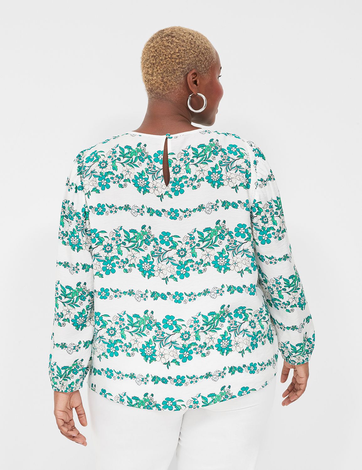 Classic LS Split Neck Peasant Blous Product Image 2