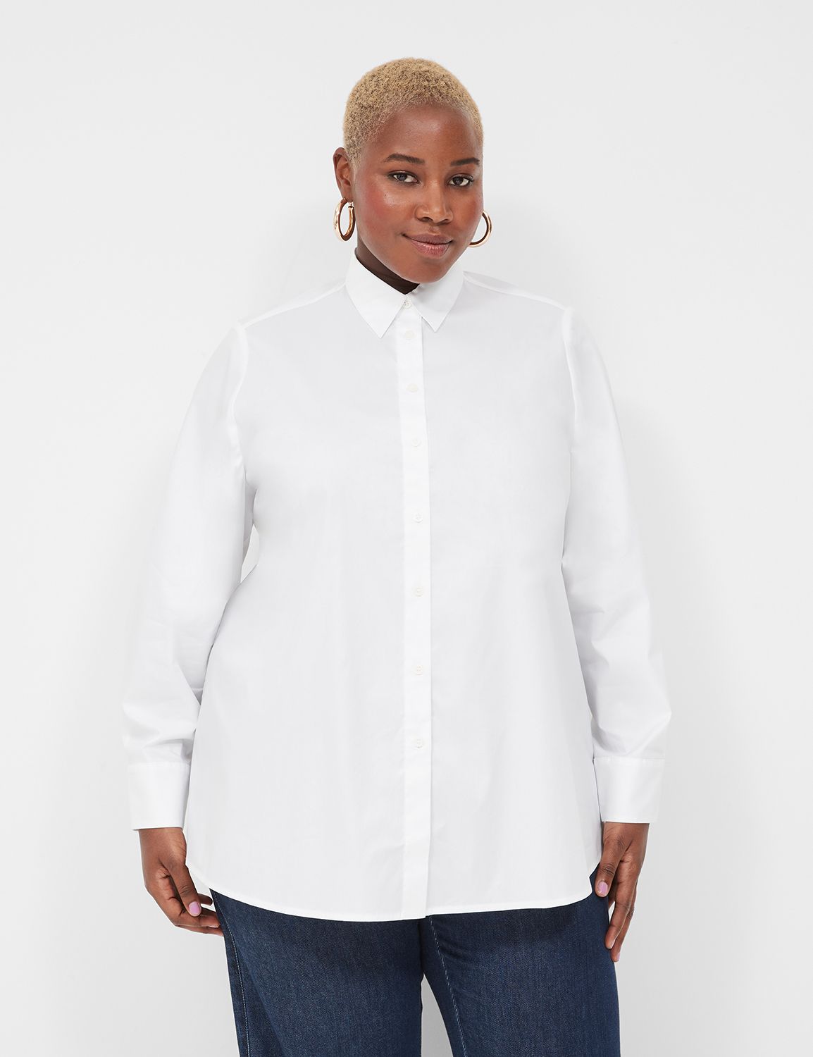 white button down shirt women's plus size