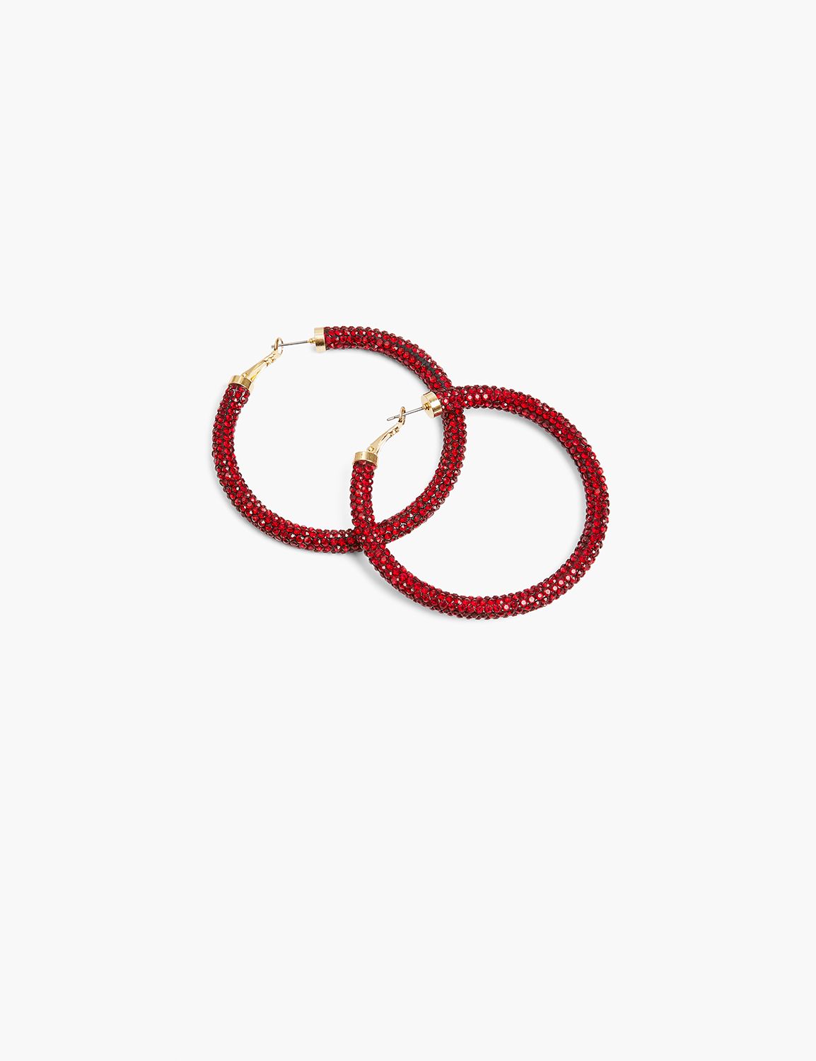 Red Embellished Hoop Earrings Product Image 1