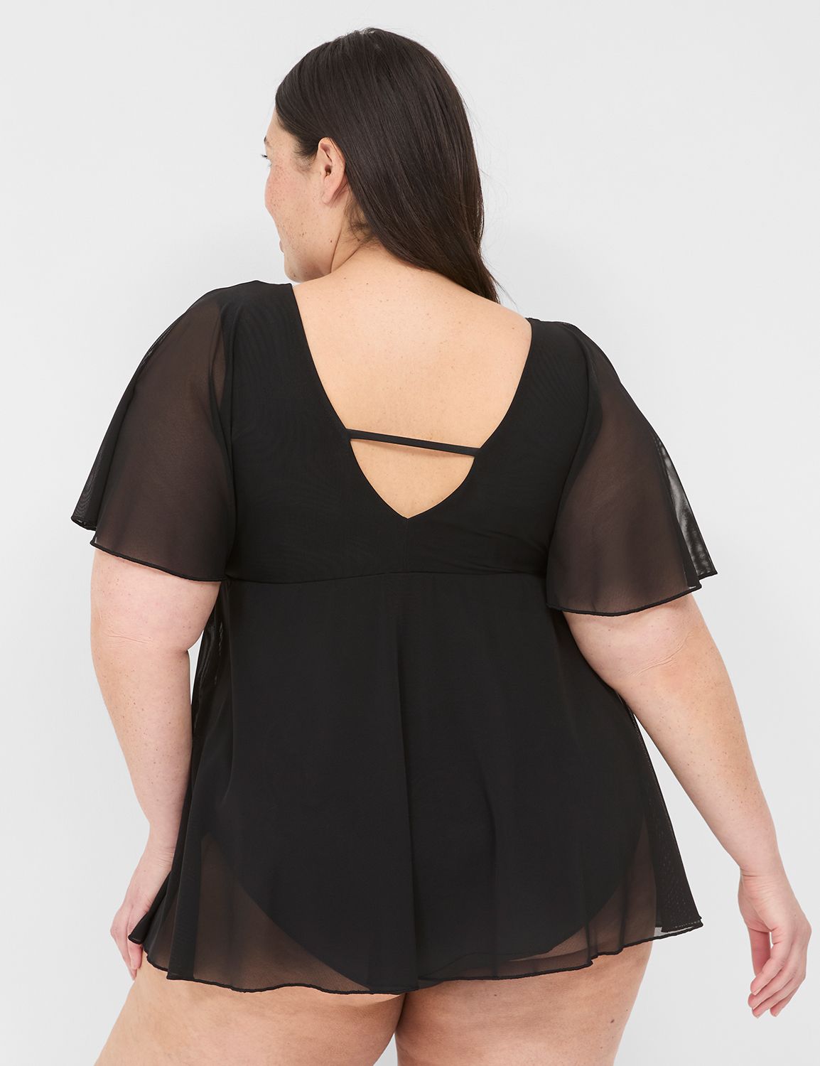 Mesh Flutter Sleeve NW Swim Dress 1 LaneBryant