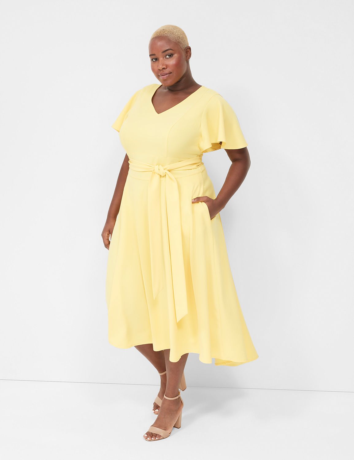 Lena V-Neck High-Low Midi Dress