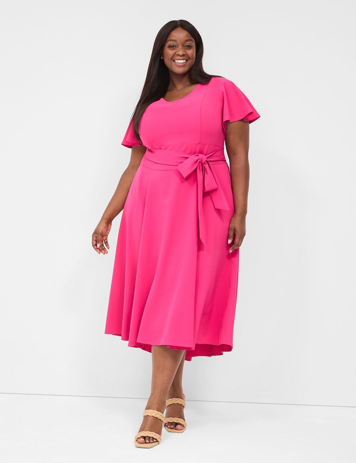 Lena V-Neck High-Low Midi Dress