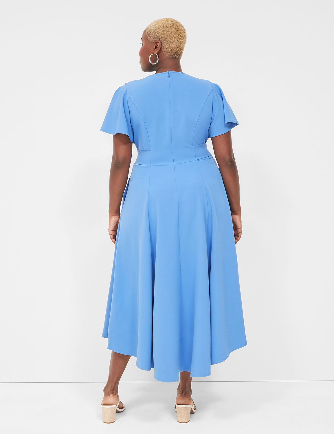 Lena V-Neck High-Low Midi Dress