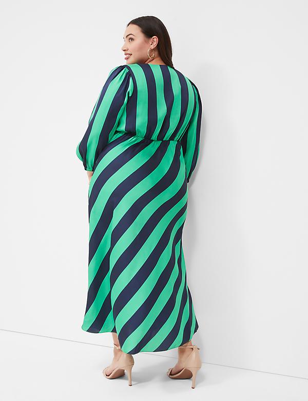 Blouson-Sleeve V-Neck Maxi Dress