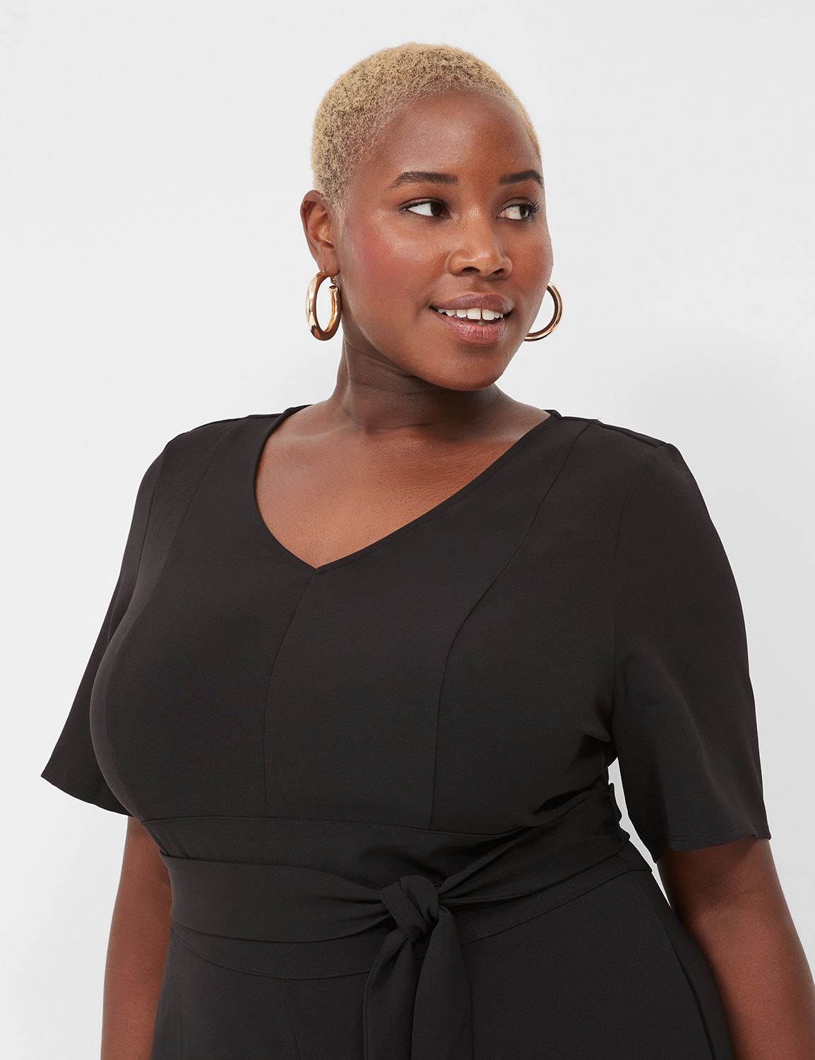 Lena Wide Leg Belted Jumpsuit | LaneBryant