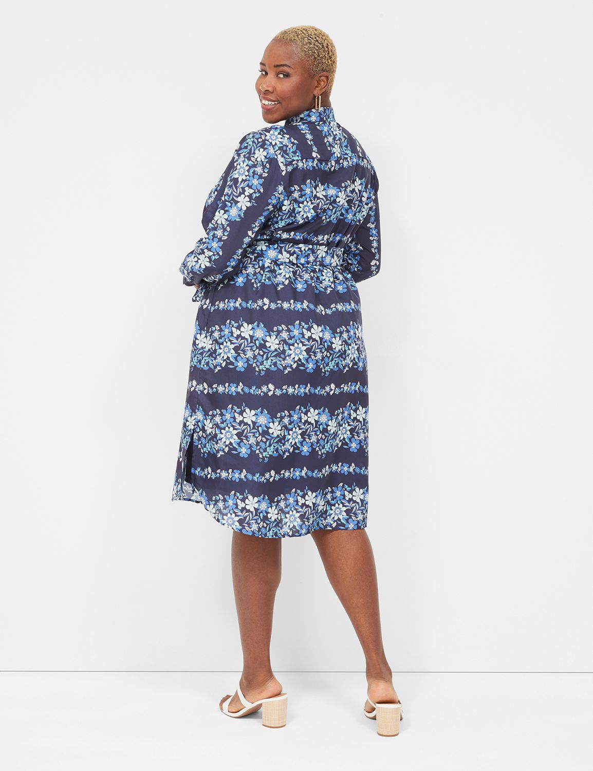 Long-Sleeve Belted Midi Shirt Dress | LaneBryant