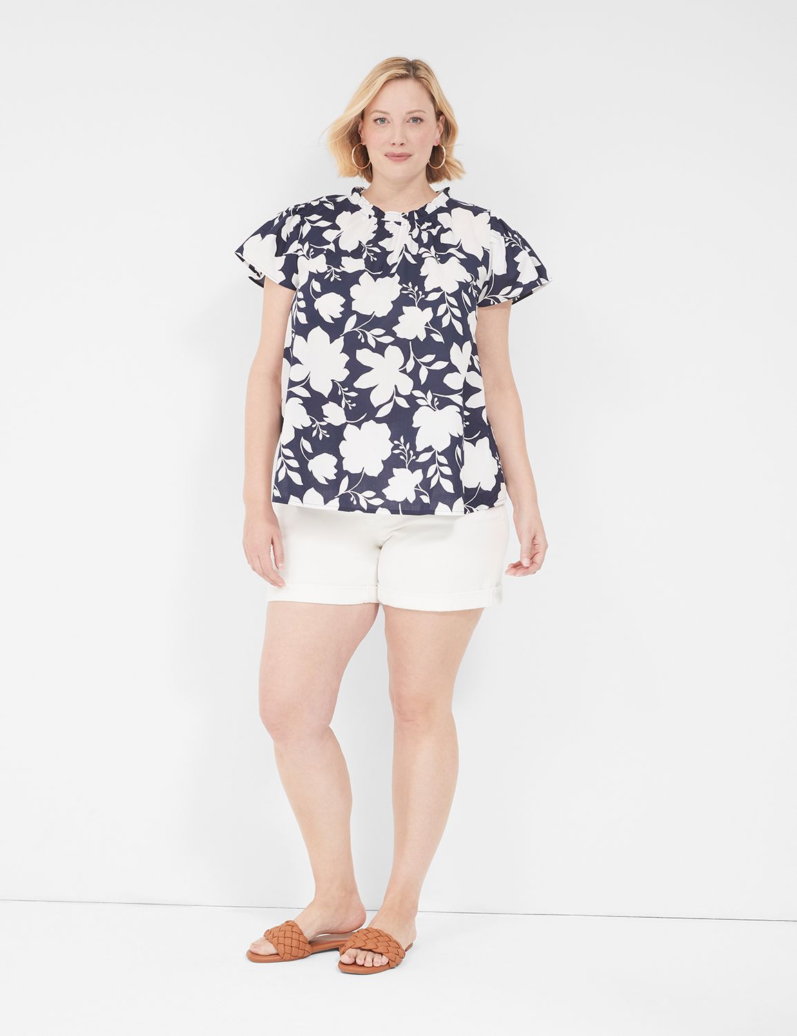 Subtle Swing Cap Ruffle Sleeve Crew Product Image 3