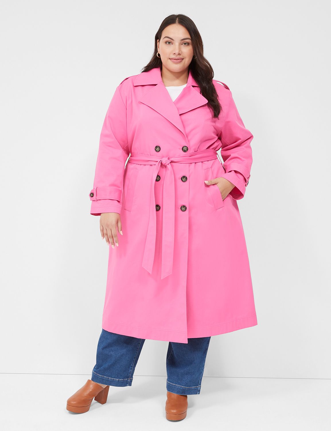 Plus size cheap pink trench coat