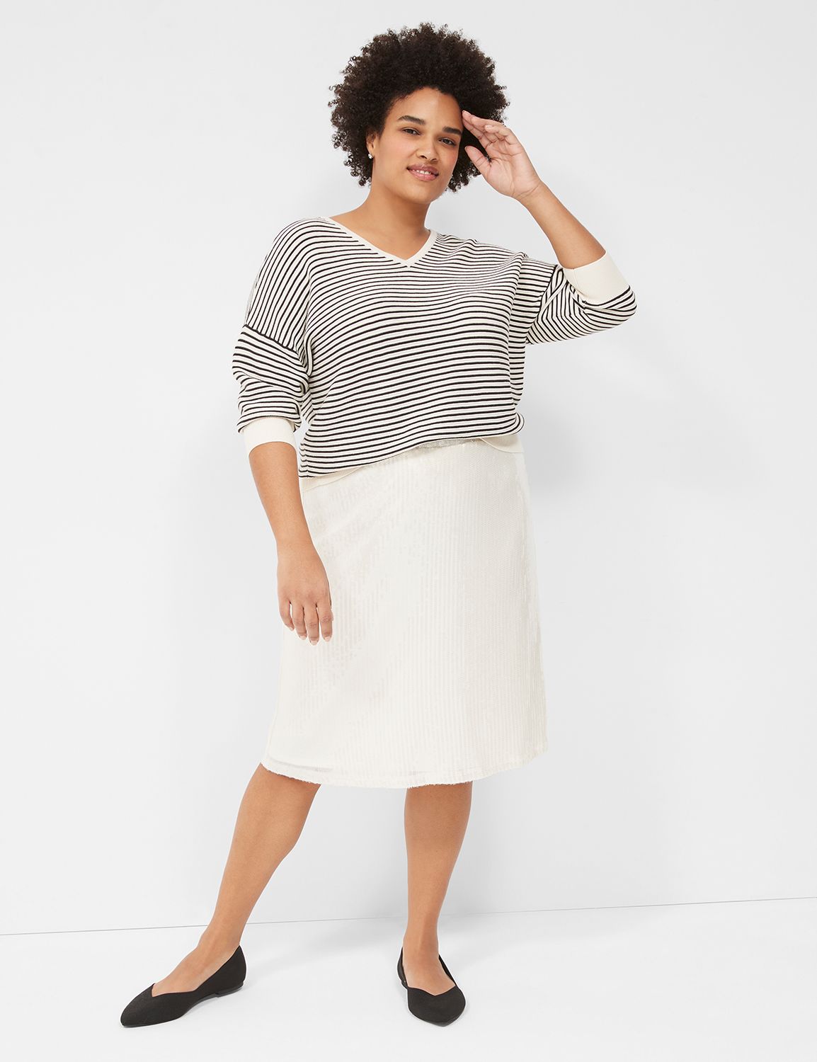 Women's 3/4-Sleeve Square-Neck Sweater