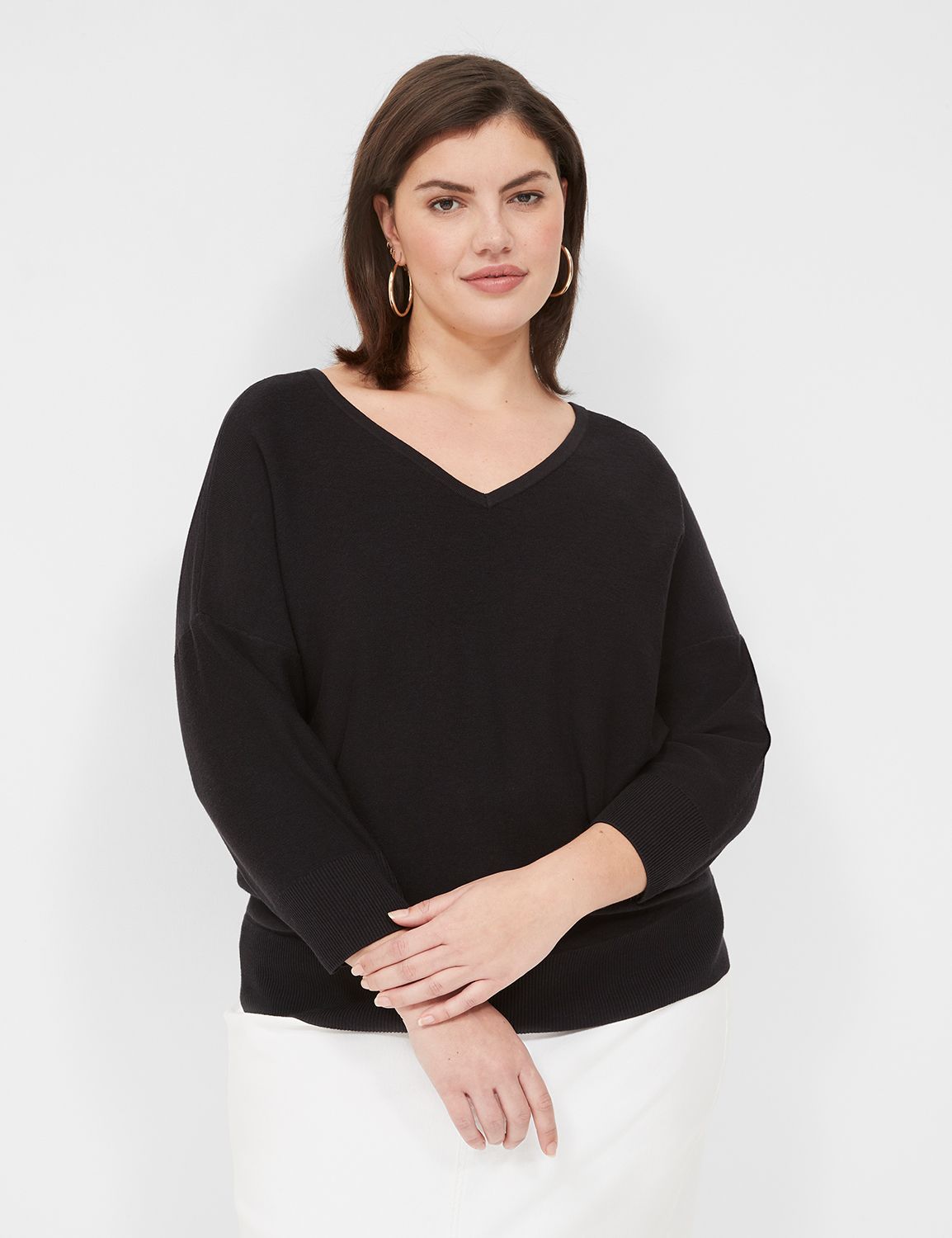 Triple wide scoop neck clearance sweater