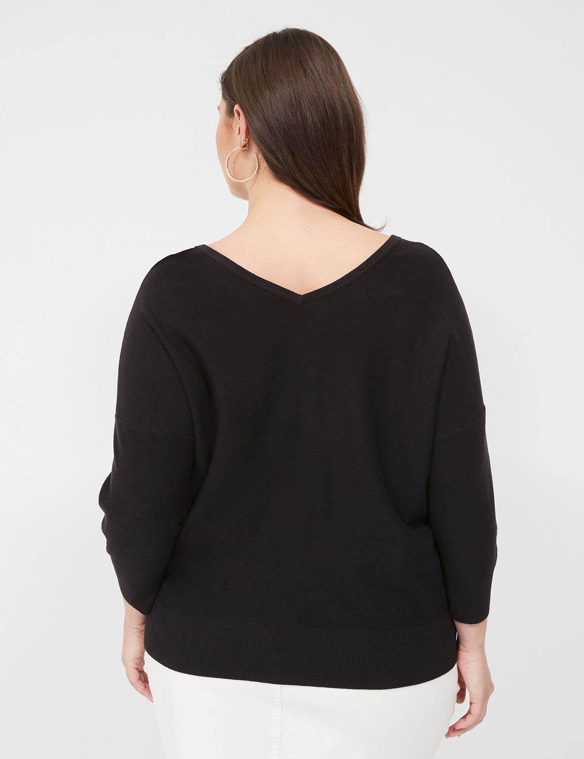 3/4-Sleeve V-Neck Sweater