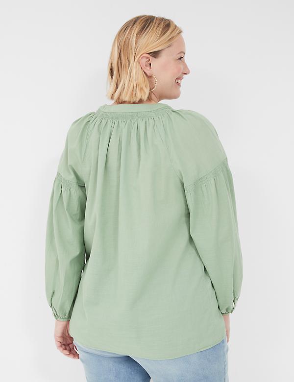 Long-Sleeve Split-Neck Popover Shirt