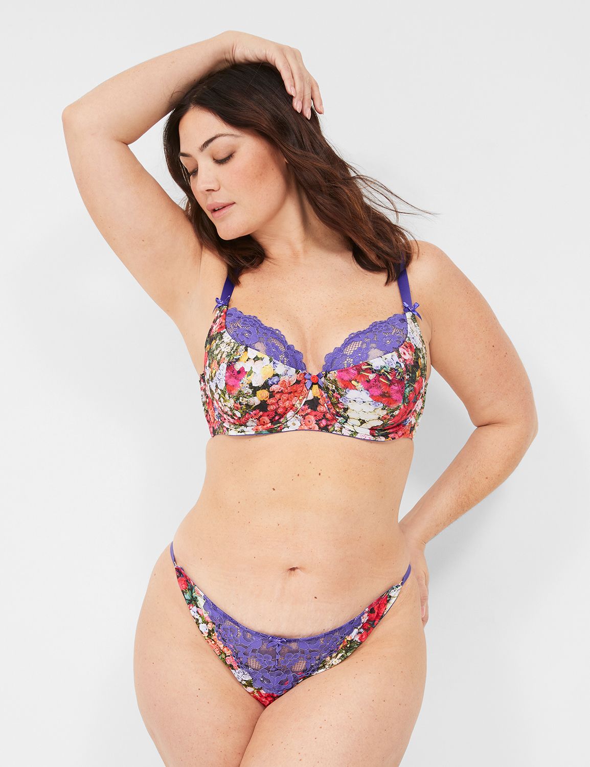 Cacique Size 38F Lightly Lined Balconette Bra Black Floral - $35 New With  Tags - From Ashley