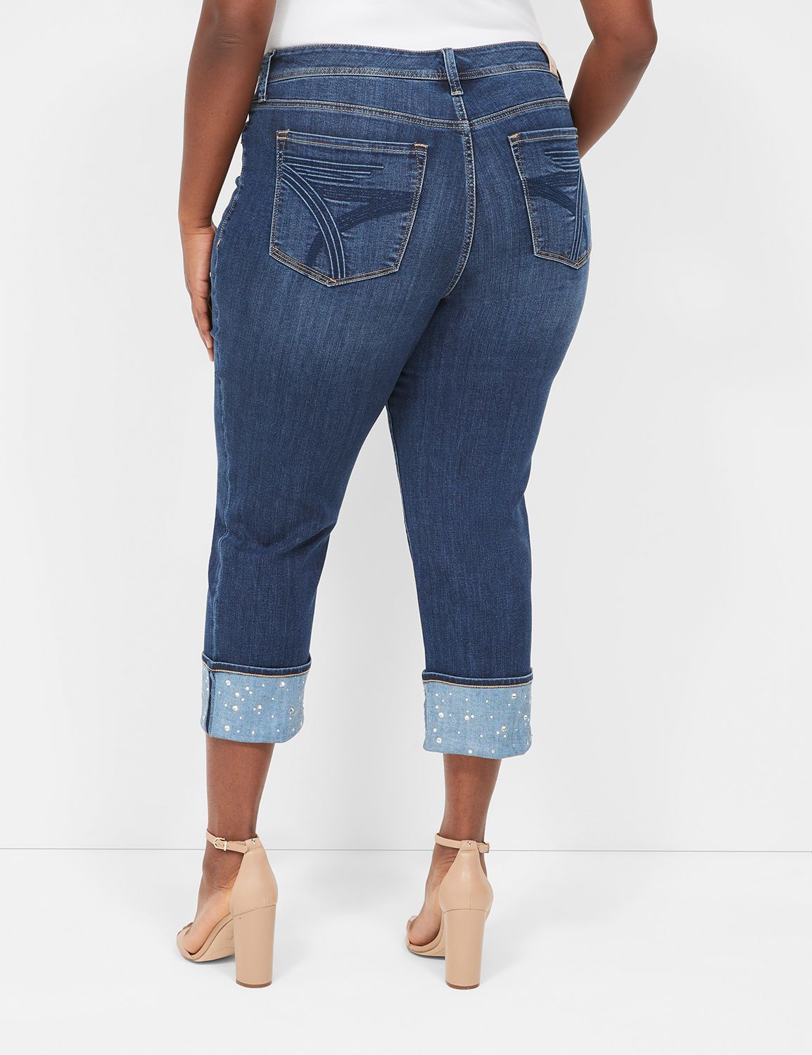 Women's Plus Embellished Denim Capris 