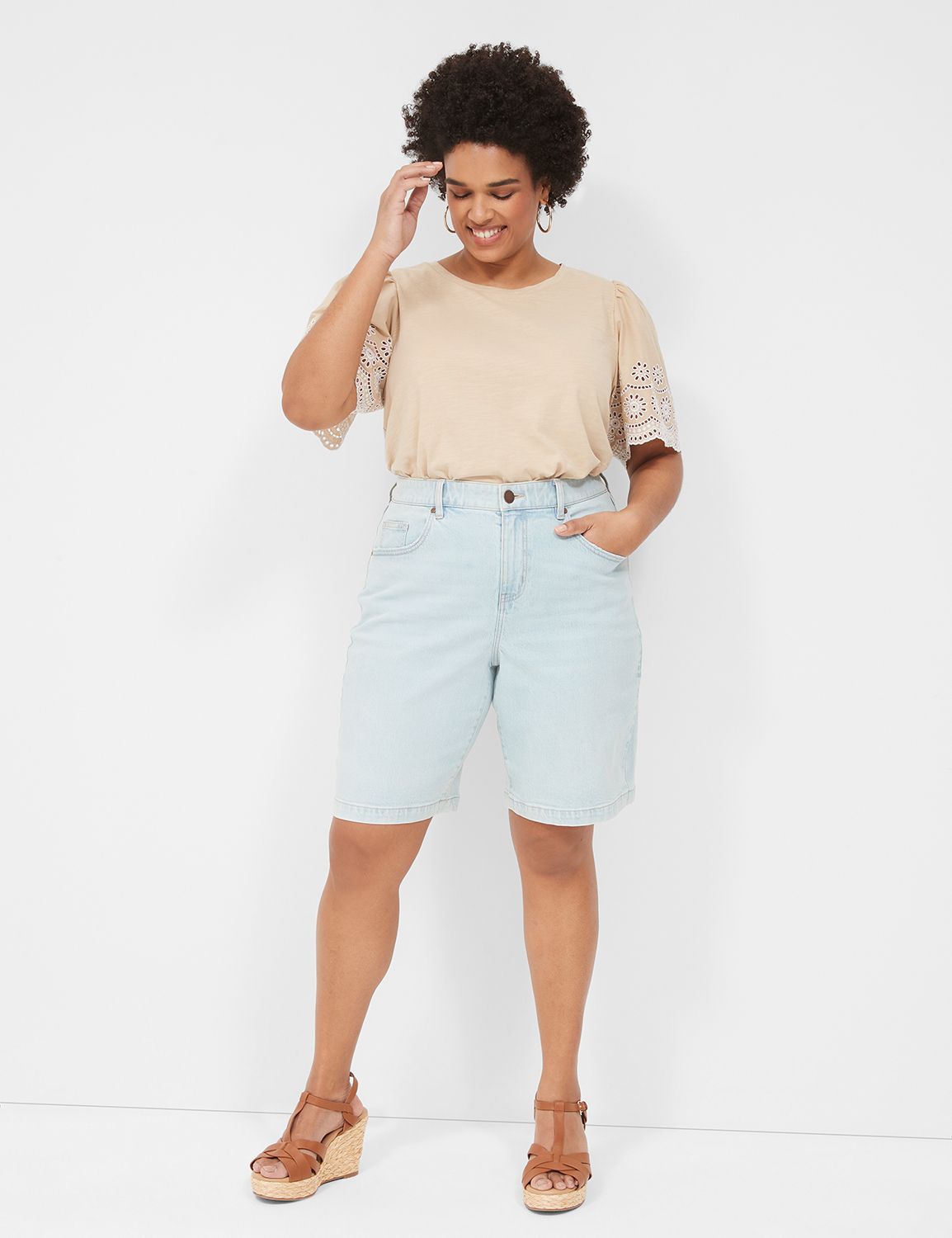 Boyfriend Fit Bermuda Jean Short LaneBryant