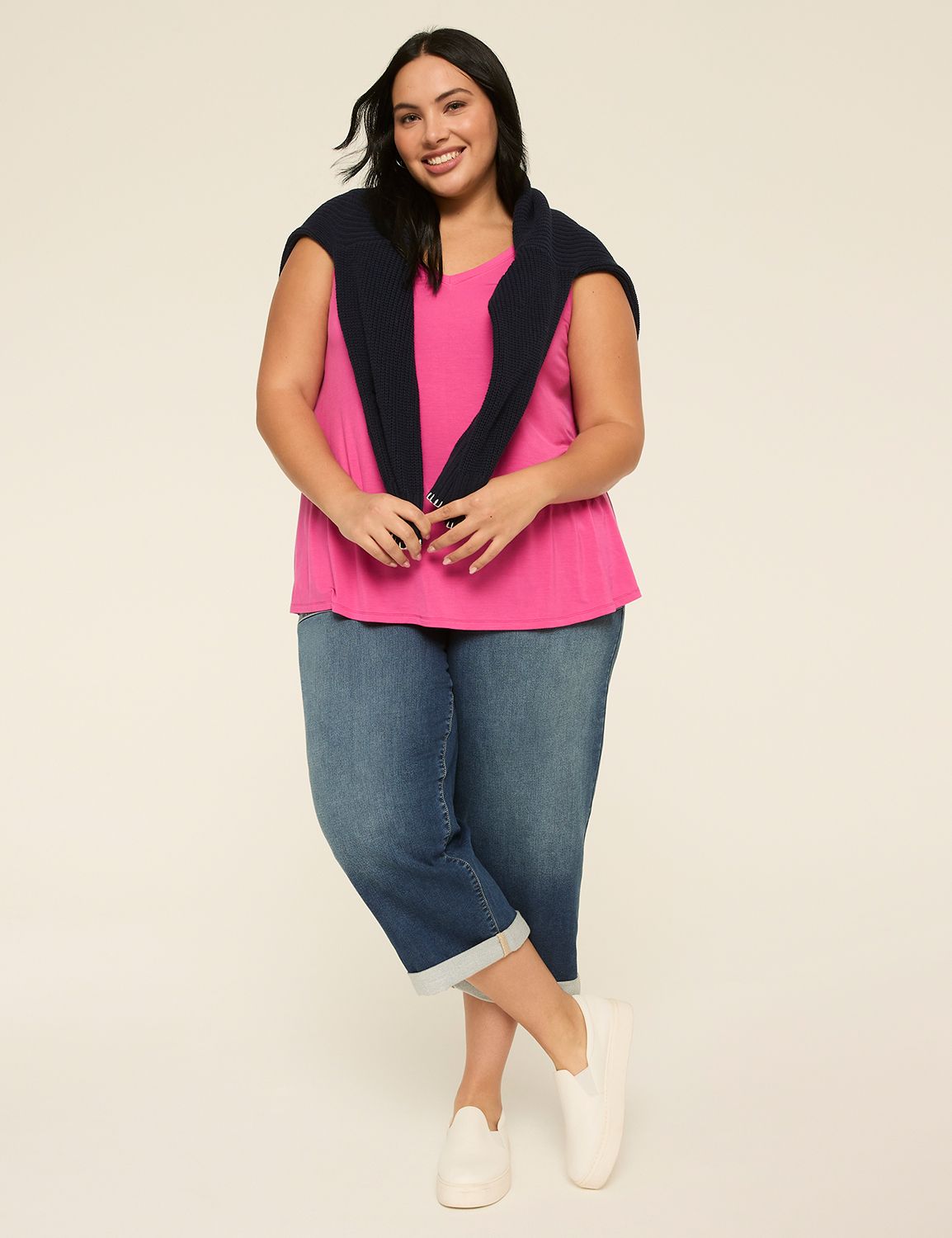 Casual Sleeveless V-Neck Swing Tank Product Image 3