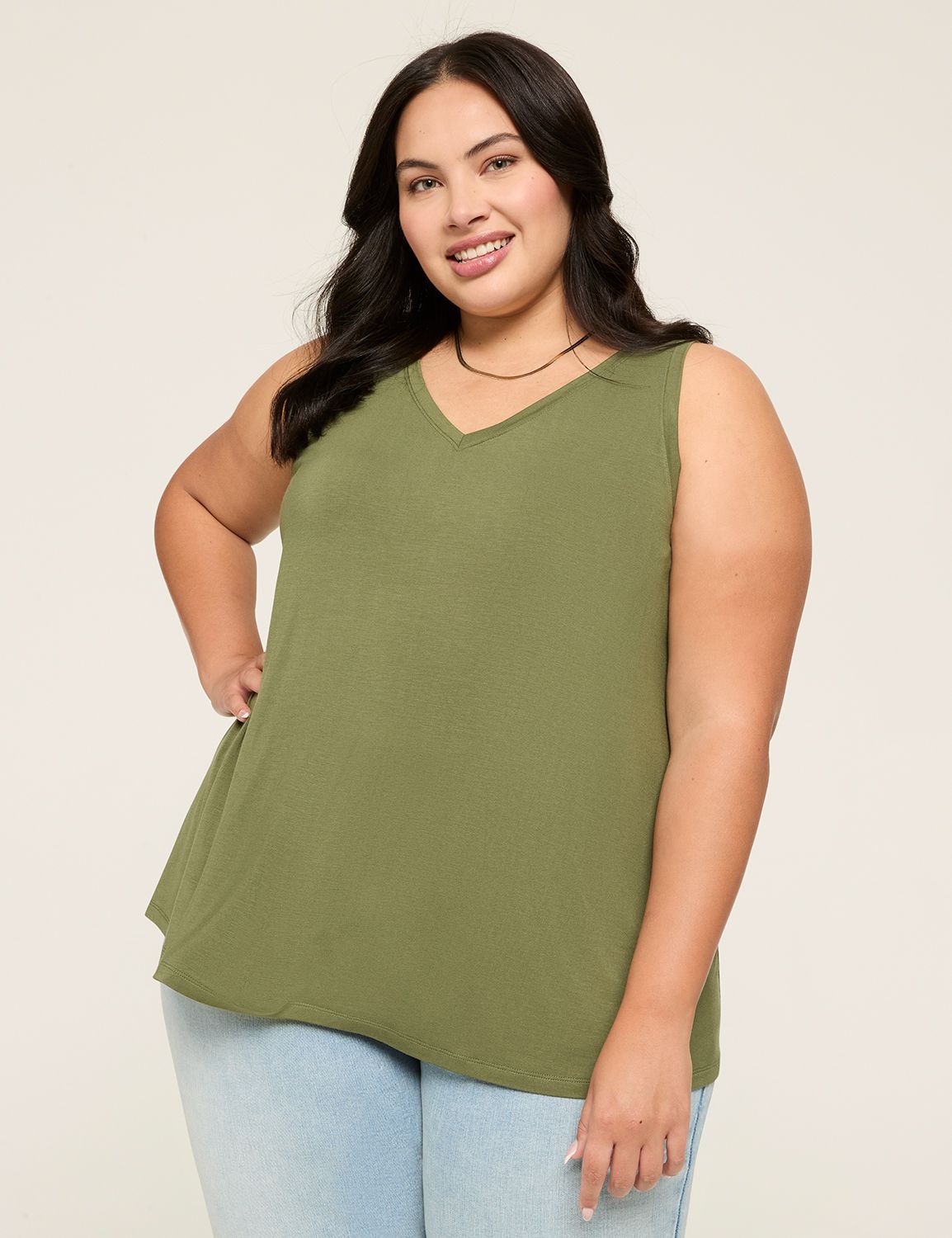 Casual Sleeveless V-Neck Swing Tank | LaneBryant