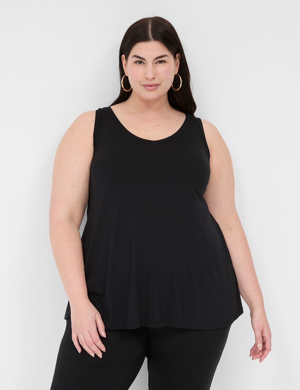 Casual Sleeveless V-Neck Swing Tank | LaneBryant