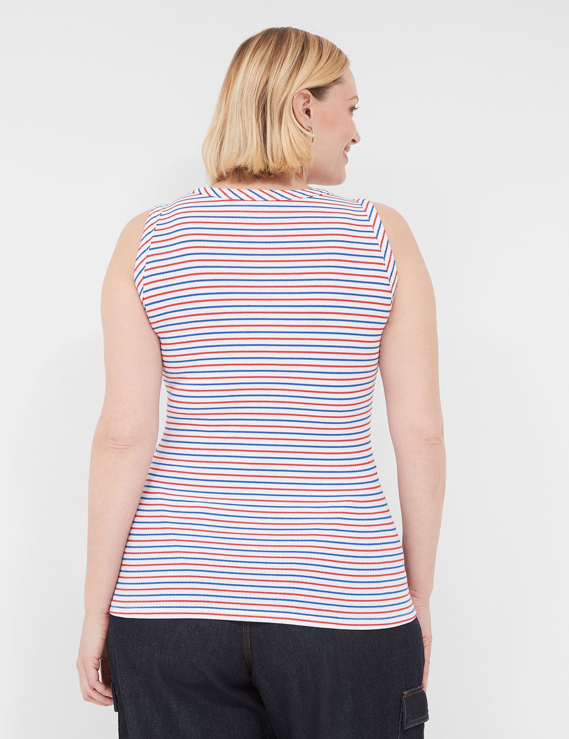 Sleeveless High Neck 3x2 Rib Tank Y | LaneBryant