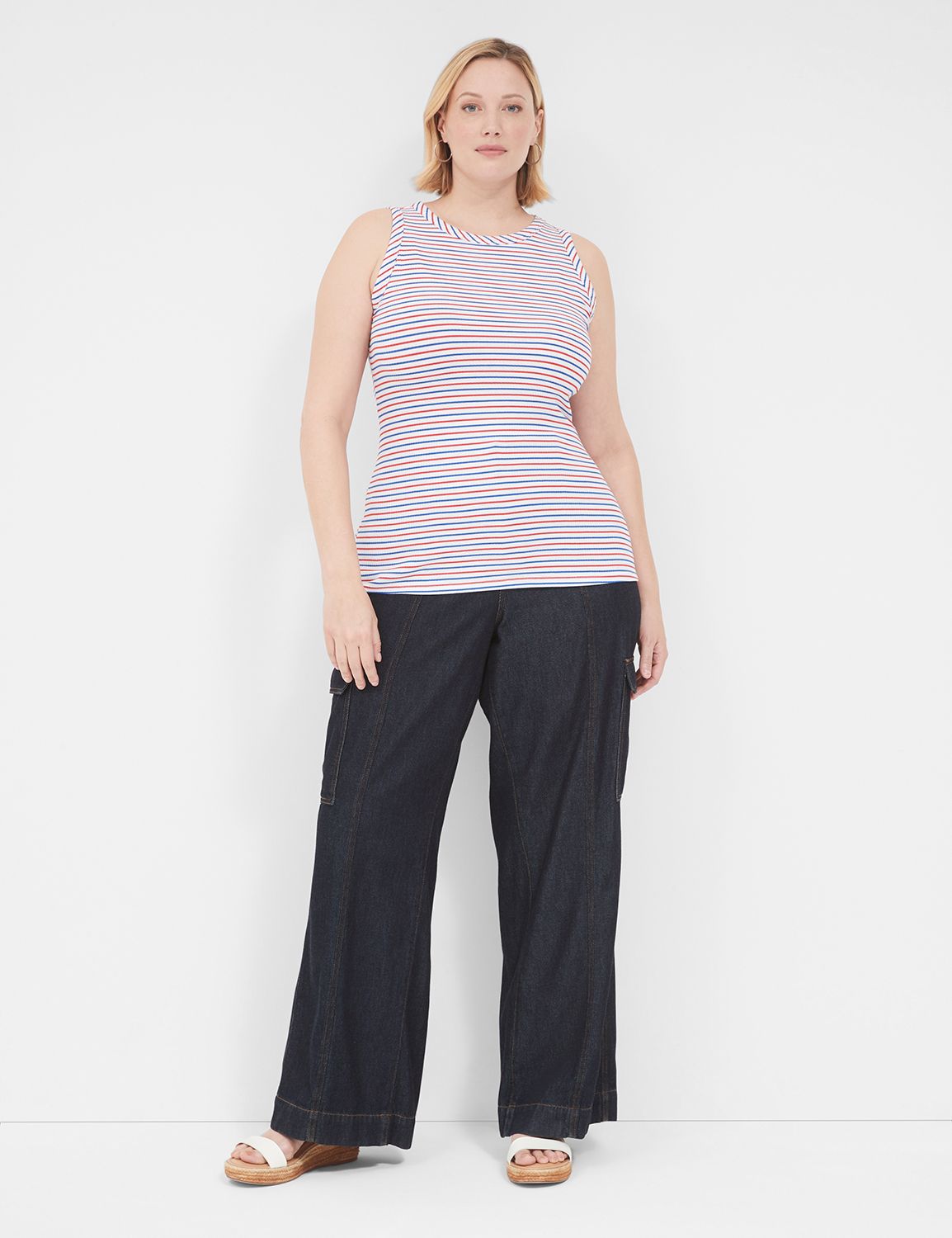 Sleeveless High Neck 3x2 Rib Tank Y | LaneBryant