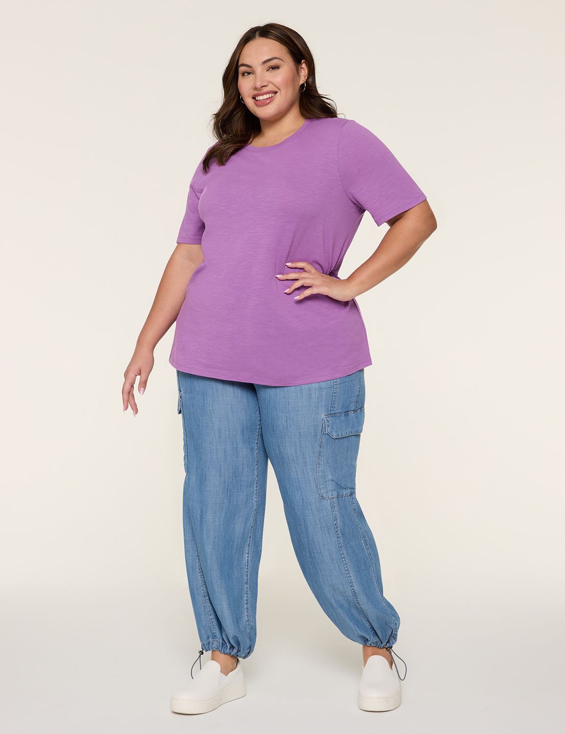 Casual Perfect Sleeve Crew Neck Tee Product Image 3